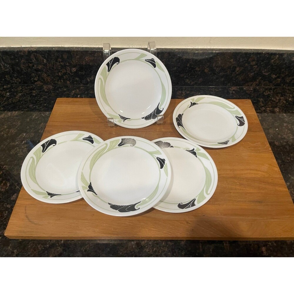 5 CORELLE Black Orchid salad plates